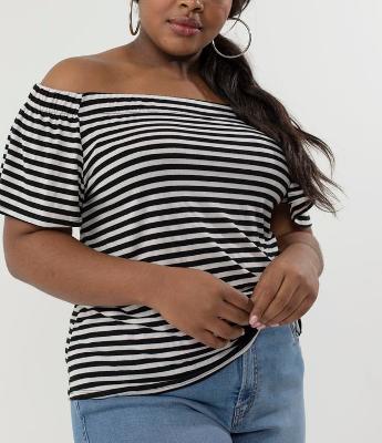 Blusa Ombro a Ombro Listrada Curve & Plus Size